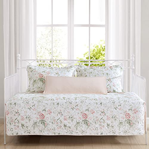 Laura Ashley Home | Dagbädds-set, lätt och mysig, vändbar, sängkläder för alla årstider med matchande örngott och örngott, bomull, rosa, dubbel