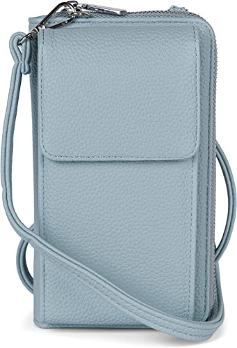 styleBREAKER Damen Mini Bag Geldbörse mit RFID Schutz und Handyfach | Crossbody Umhängetasche mit Schultergurt | Portemonnaie und Handytasche in einem | 19 x 11 x 5,5 cm, Farbe:Hellblau