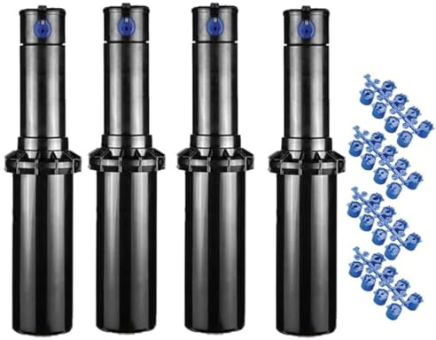 Suinga Aspersor de Riego Hunter PGP-04 3/4 | Pack 4 Aspersores de Jardin Emergente 4,9 a 14 Metros | Aspersores de Riego Cesped Profesional | Aspersor Emergente Turbina Ajustable PGP Ultra