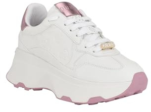 Guess Calebb, Scarpe da Ginnastica Donna, Bianco Rosa 147, 37 EU