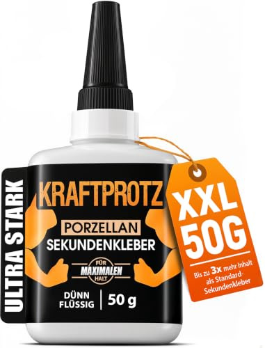 50 g di colla istantanea extra forte | Con punta anti-asciugatura inclusa | KRAFTPROTZ | Colla super liquida | Utilizzabile universalmente