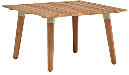 SDWEHO7 Gartentisch mit Holzplatte, Beistelltisch Kaffeetisch Teetisch Balkontisch Wetterfest Garten Balkon Esstisch, 60 x 60 x 36 cm Massivholz Akazie