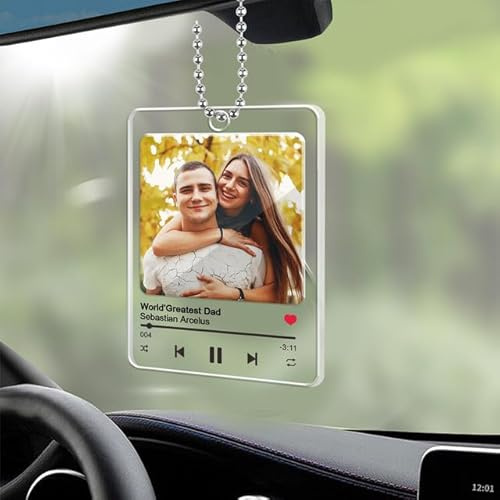 HOBULL Pendentif Personnalisé Rétroviseur, Cadre Photo Suspendu en Acrylique, Accessoires et Décoration Intérieure pour Voiture