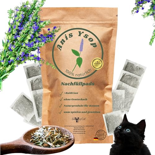 SNOOZYCAT® Lot de 10 recharges aux Herbes 100% Naturelles avec anis hysope et valériane pour Coussins pour Chats, Fait Main