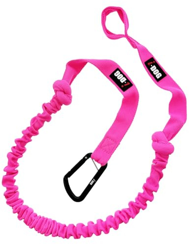 Longe (Laisse) pour Chien de Traction avec Amortisseur One canicross, cani Rando, cani Jogging, cani Trail, cani Marche, Utilisation Intense Sportive ou Loisirs, I-dog Marque Française. (Rose)