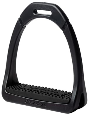COMPOSITI Premium – Étriers d'équitation cheval – Débutant adulte ou enfant – Léger - Equilibré – Semelle interchangeable – Solide – Entretien facile – Résistant chocs et humidité (Noir, Adulte)