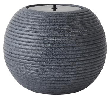 ValueLights | Round Ribbed Solar Powered Outdoor Cascading Water Fountain Feature Garden Light