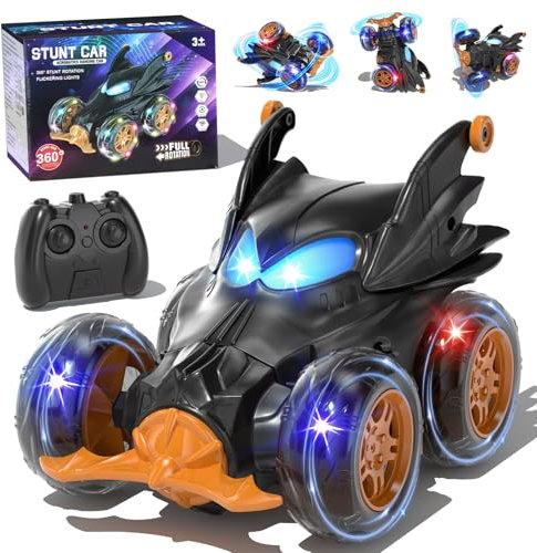 SOGAWEBB Remote Control Cars for Kids, 2.4Ghz Fast RC Stunt Bat Truck with Cool Lights for Boys, Outdoor Toys Gift for Age 4-7 3 4 5 6 7 Year Old Toddlers