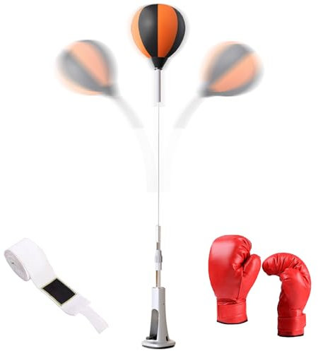 Besreey Punzonatrice con supporto, sacchetto per boxe con supporto, sacco da boxe per allenamento, rimbalzo, attrezzi da fitness, palestra regolabile in altezza, per alleviare lo stress