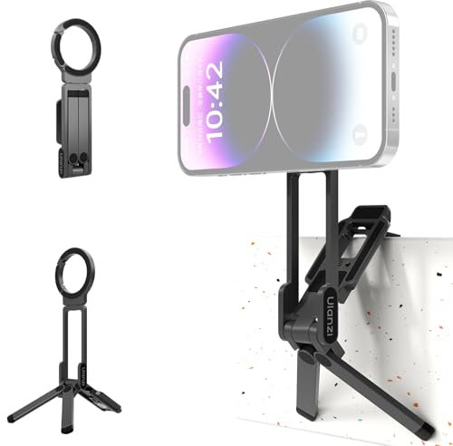 ULANZI MA38 Supporto Magnetico 5-in-1 per iOS,108 g, Addattore cellurare con magnete >14 N, Arca-Swiss, Mini treppiede in alluminio con gancio nascosto, angolo 180°,Carico massimo 450 g