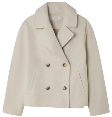 Springfield Short Length Cloth Coat with Lapel and Front Buttons Abrigo De Longitud Corta, Blanco, 40 para Mujer