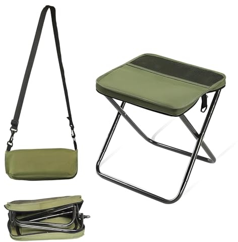 AURIVEE Taburete Plegable Portátil Tipo Mochila para Acampada, Pesca, Viaje, Senderismo y Jardín, Ligero y Plegable (Verde, Grande)