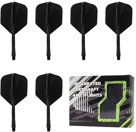 Zidoley Dart Flights and Stems All in One, 6 PCS Integrated Dart Shaft and Flights, Professional Dart Accessories | Standard No.6 | 2BA Thread, Durable Anti-Falling Unbreakable Stability