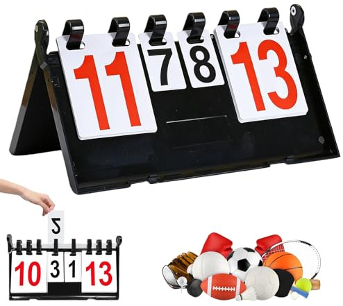 Pizarra portátil plegable de 6 dígitos, 6 dígitos para competición deportiva, indicador de nivel de juego, portátil con tapa deportiva, bádminton, voleibol, tenis de mesa, fútbol interior y exterior