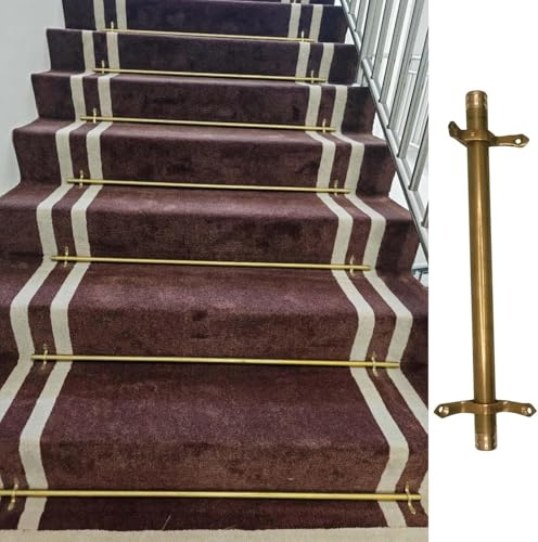 QUSYZD Juego de 10 Varillas de latón para escaleras, para alfombras, Varillas tubulares Minimalistas, Incluye herrajes para Fijar la Alfombra, latón, 1 Pieza, 51 cm (20 Pulgadas),Brass-1pc-51cm(20in)