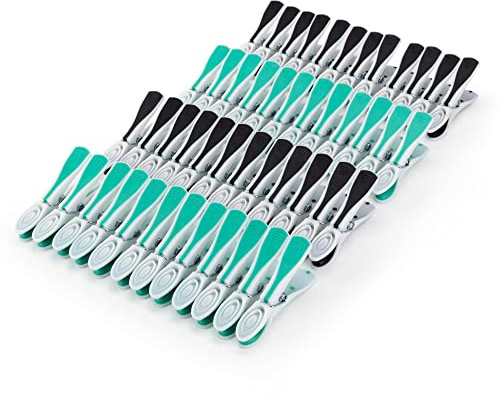 HANGERWORLD 48 Strong Turquoise 8cm Plastic Clothes Washing Line Pegs Rubber Soft Grip Laundry Garment