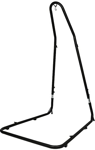 Stålram för hängmatta, Stativ för hängmatta stabil hängmatta i metall, hängande stolshållare, hängmattastativ, inomhus och utomhus justerbar höjd 135 x 115 x 200 cm svart