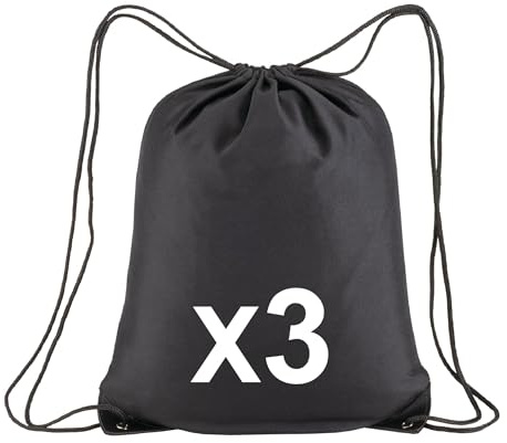 Artexia Sac à Dos Sport Gym Sack Gymnastique Natation Imperméable - Voyage, Chaussures, École Maternelle - Pour Enfants et Adultes Unisexe - 3 Pièces Noir, 38x42cm