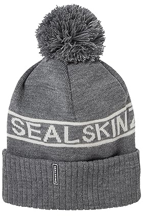SEALSKINZ | Heacham | Waterproof Cold Weather Icon Unisex Bobble Beanie Hat | Winter Sports Accessories | Fleece Lined | Essential for Skiing Dark Grey