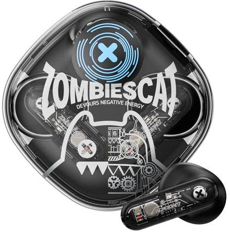 ZOMBIES CAT In Ear KopfhöRer Bluetooth 5.3 Touch Control In Ear OhrhöRer Mit 4 Mikrofon Exklusive Lichteffekte Intensiver Bass Kabellose KopfhöRer FüR IOS Android, B2 Schwarz