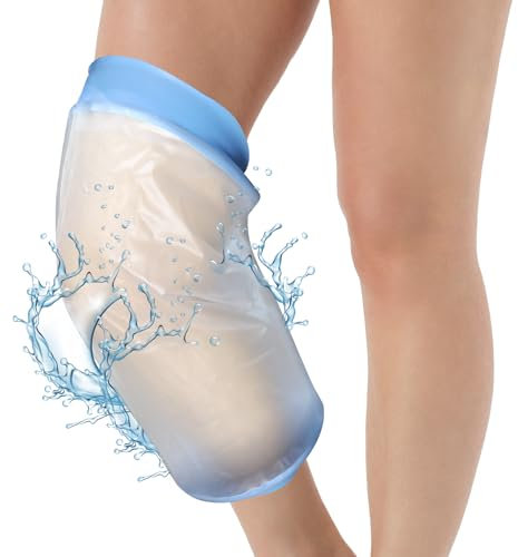 EASYKEENECOM Protector de yeso impermeable azul Rodilla, Protección de yeso Impermeable Pierna, Protector de Piernas Al Bañarse, Fundición Reutilizable, Vendaje, Vendaje, Protector de Ducha Pie para