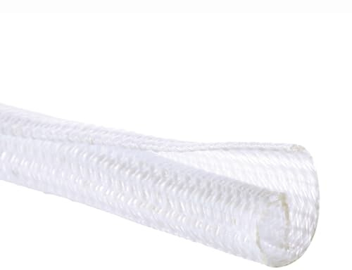 QCSIW 1/2 x 10ft Black/White Cable Sleeve - Protects Cords from Pets & Organizes Wires - Modern Style - Polyester Material - Flame Retardant - Easy to Use & Cut(White, 1/2-10ft)
