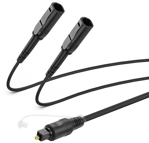 MEIRIYFA Digital Optical Splitter Adapter Cable 1 in 2 Out, Toslink Digital Fiber Optic Audio Splitter 1 Male Input 2 Female Output Cable for Home Theater,TV,Receiver,Sound Bar - 0.3M