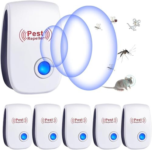 6 Pack Repelente Ultrasónico de Plagas, Electrónico Repelente Mosquitos Control de Plagas Repelente Ultrasónico Mosquitos para Anti Mosquitos, Moscas, Ratones, Cucarachas, Arañas, Insectos