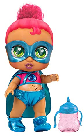 SUPER CUTE LITTLE BABIES UPU02300 Muñeca Superheroína con biberón mágico, Kala