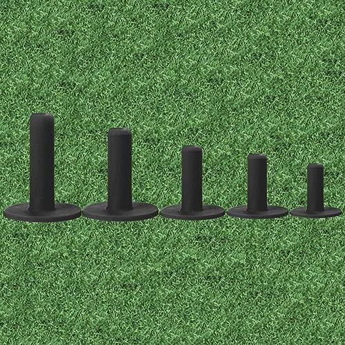 LOVMEAD Golf Tees Gummi Kurz Lang Golftees Driving Range Tee Gemischt Set Wert 5 10 Stück, Übungs Golftee Training Wintertees Holder 38 57 70 76 80 mm für Übungsmatte (Schwarz-5 Stück)