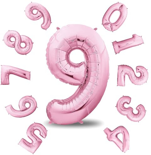 envami® Globos de Cumpleãnos 9-101 CM Globo 9 Años - Globo Numero 9 - Decoracion 9 Cumpleaños Niñas - Globos Numeros Gigantes para Fiestas - Vuelan con Helio, Rosas