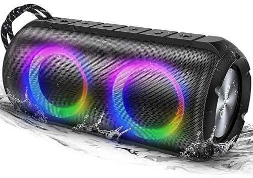 Cassa Bluetooth Portatile, Dual LED Lights Bluetooth Speaker Modi LED Batteria 24 Ore BT5.3 Ingresso AUX Impermeabile IPX6 Altoparlante Bluetooth