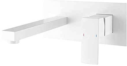 Robinet de baignoire cascade blanc avec bec extra large – Robinet mitigeur mural 2 trous pour baignoire