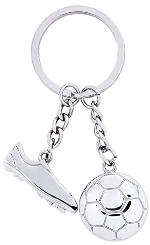BETESSIN Llaveros Colgantes de Fútbol Balon Soccer, Llavero de Zapato de Fútbol de Sintético Plateado, Colgante Llavero de Accesorios de Coche Equipaje para Hombre, 20g