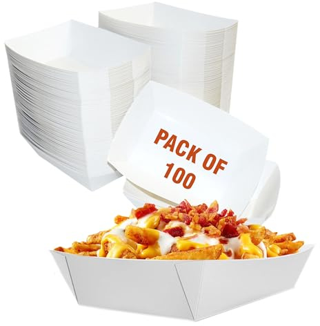 2lb White Paper Food Trays - Pack of 100ct