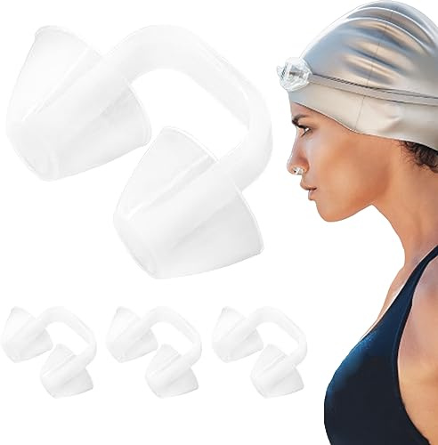 Nage de nage Clip de nez Silicone transparent bouchon de nez non glipt Protecteur de nez imperméable Protecteur de nage de nage Protecteur de nage pour formation débutant homme adulte femme 2 paires