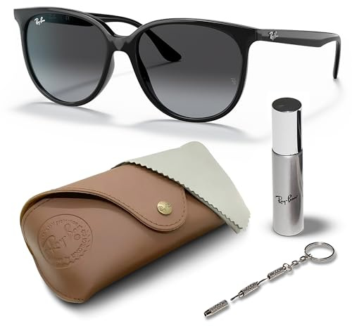 Ray-Ban RB4378 - Set di occhiali da sole | custodia esclusiva e kit di cura | nero lucidato, grigio gradiente