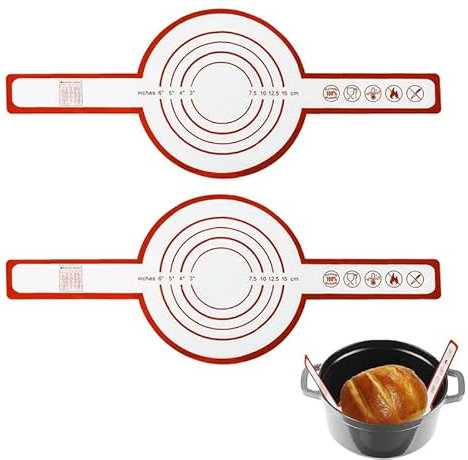 HORREX 2 Stücke 64 * 16cm Dutch Oven Backmatte Silikon Backmatte Brot Silikon Backmatte Rund Baking Silikonmatte Dauerbackfolie Rund Dauerbackfolie für Dutch Oven Brot Backen
