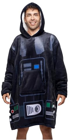 Disney Home Star Wars- Übergroße Hoodie Sweatshirt Decke mit Kapuze für Junge Kinder- Darth Vader Oversized Sherpa Fleece Kapuzenpullover- 70x102 cm