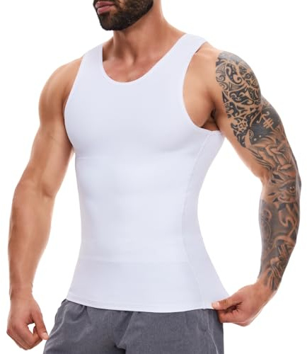 SLIMBELLE Shapewear Herr kompressionströja elastisk ärmlös kroppsformare snäva undertröjor herr linne midjeformare figurformande magkontroll undertröja män