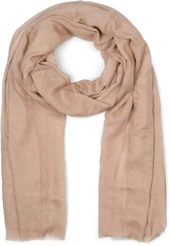 styleBREAKER Damen Schal Leicht & Transparent mit kurzen Fransen | Einfarbiges Halstuch für Frühling und Sommer | Weiches großes Schultertuch 188 x 100 cm, Farbe:Khaki