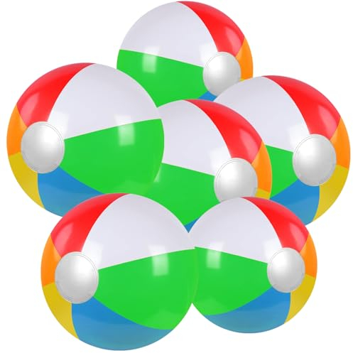 Wasserball Aufblasbar, Bunt Wasserbälle Inflatable Ball Strandball, Wasserball in Regenbogenfarben Strandbälle in 30cm (4) und 40cm (2) für Kinder Sommeraktivitäten im Freien Schwimmbad-Strandparty