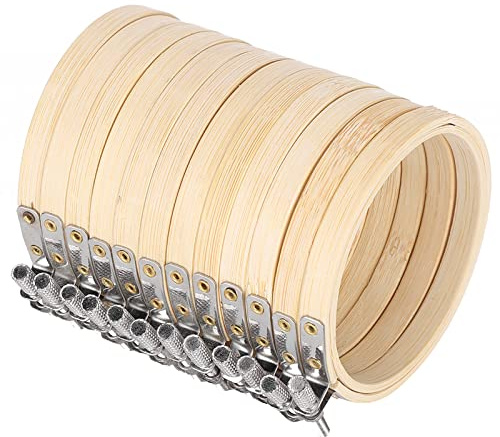 Broderram 3,5 tum verktyg pysselringar fel 9 cm 12 stycken miljövänlig broderiram broderiram broderi cirkel bambu broderi stretchverktyg blomma