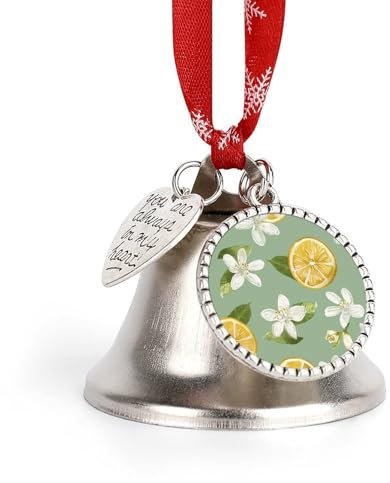 Cloches de Noël avec tranches de citron imprimées - Cloches porte-bonheur - Décoration de Noël - Cloche d'amour pour sapin de Noël