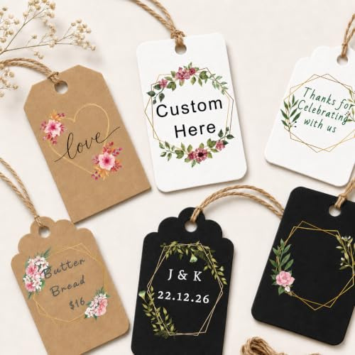 Etiquetas de regalo personalizadas con cuerda, etiquetas personalizadas para regalos, etiquetas de envoltura de regalos personalizadas, artículos de boda, regalos de fiesta de cumpleaños, manualidades