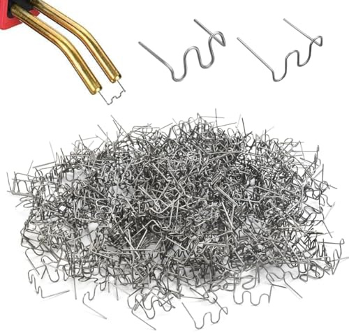 JGCJGG 1200 Pcs Agrafes Chaudes Métal 0,8 mm/0,6 mm, Agrafes de Soudure Plastique, Agrafe Carrosserie Soudure, Agrafes de Soudage de Voiture Prédécoupées, pour Réparation de Pare-Chocs de Voiture
