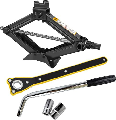 Jack Spare Tire Repair Tool Kit, Scissor Jack for Car 2 Ton Heavy-Duty Car Jack Kit, Universal Tire Jack Tool Kit, Portable Car Lift Jack with Ratchet Handle & Wheel Wrench for Car/SUV/MPV