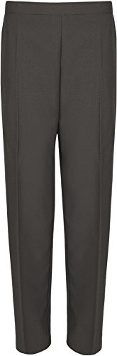 WearAll Ladies Elasticated Pocket Trousers Womens Pants Dark Grey 16W / 29L