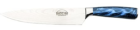 Rockingham Forge Kochmesser, Sunrise Kollektion, 20cm, 8 Zoll, Blauer Harzgriff, Klinge aus Rostfreiem Stahl, Edelstahl, Geschenkverpackung, RF-2108BL