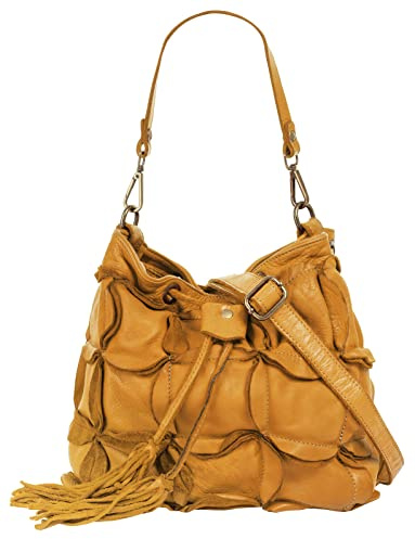 Samantha Look Handtasche Echt Leder Damen Made in Italy, Vintage Schultertasche mit Falzmuster, Umhängetasche mit Smartphonefach 021325